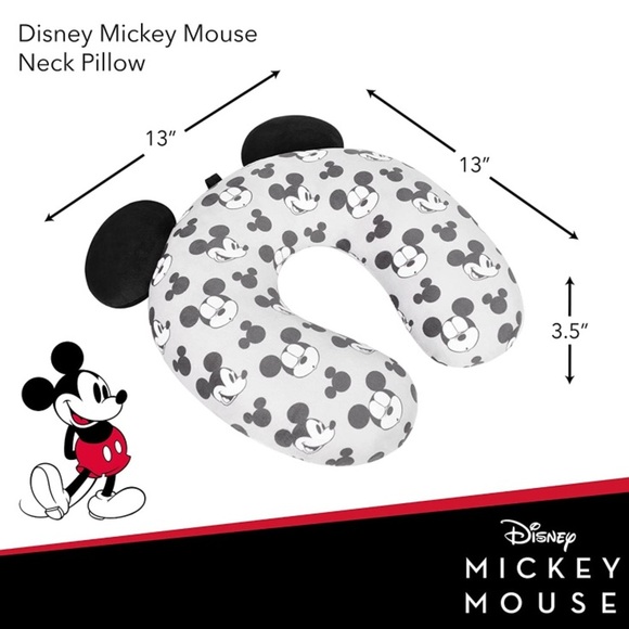 Walt Disney Mickey Mouse Gray & Black Travel Neck Pillow Airplane, Car, … - Picture 2 of 6